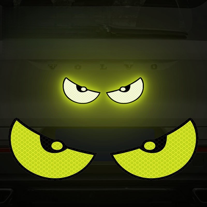1XGreen Big Eyes Car Sticker Wall Sticker Cartoon 3D Decal Sticker for Bike/ Car