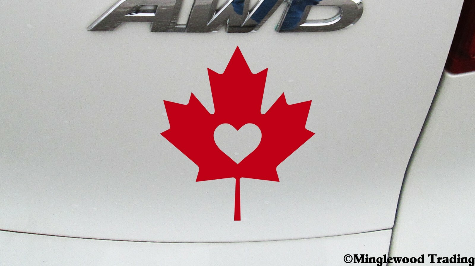 Maple Leaf with Heart Vinyl Decal Sticker | Canada Canadian Flag | Die Cut Decal