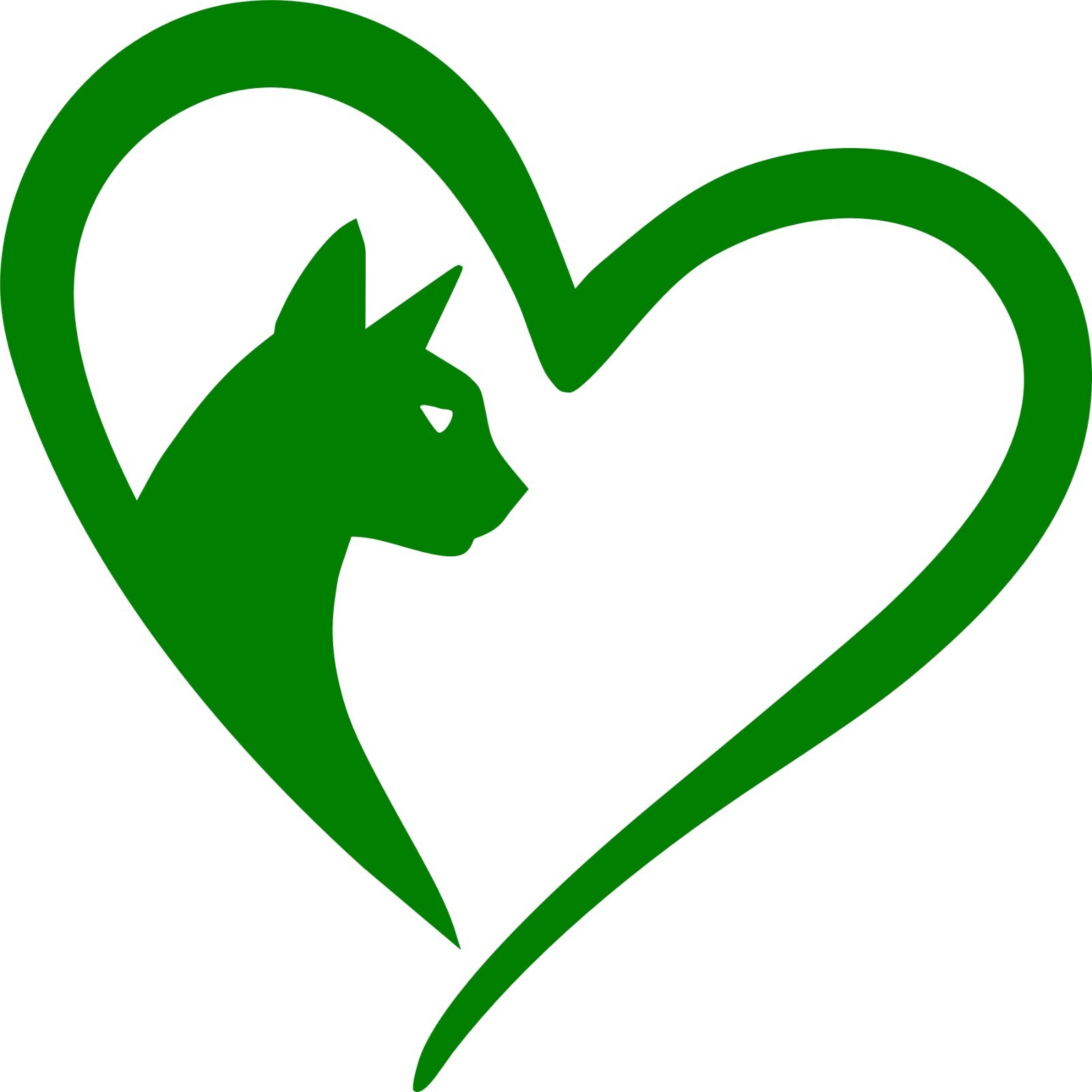 CAT IN A HEART in your choice of color decal 4"in X 4"in
