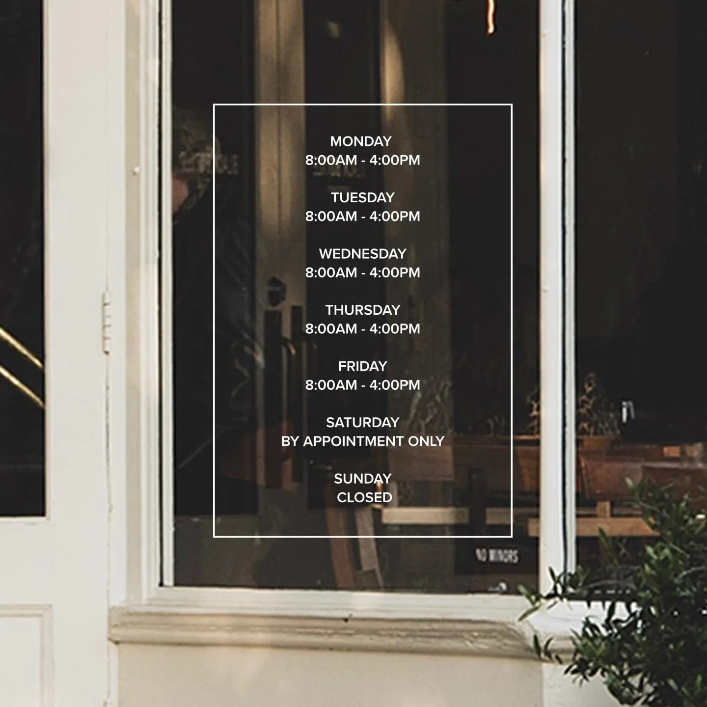 VΛ Custom Store Window Mockup Decal Logo Sticker Business Sign Peel & Stick