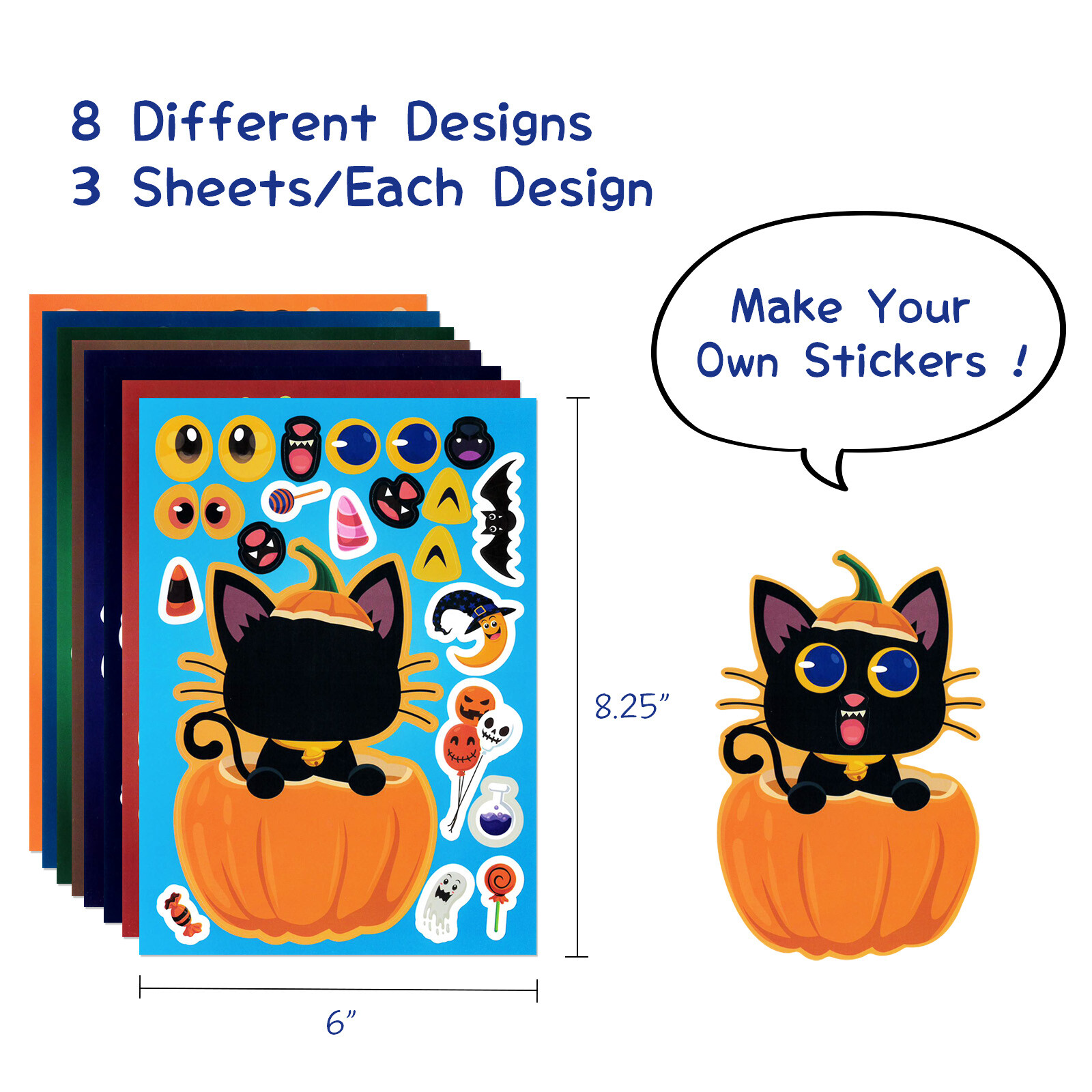 ​Wrapables Make Your Own Halloween Stickers (24 Sheets), Make A Face Stickers