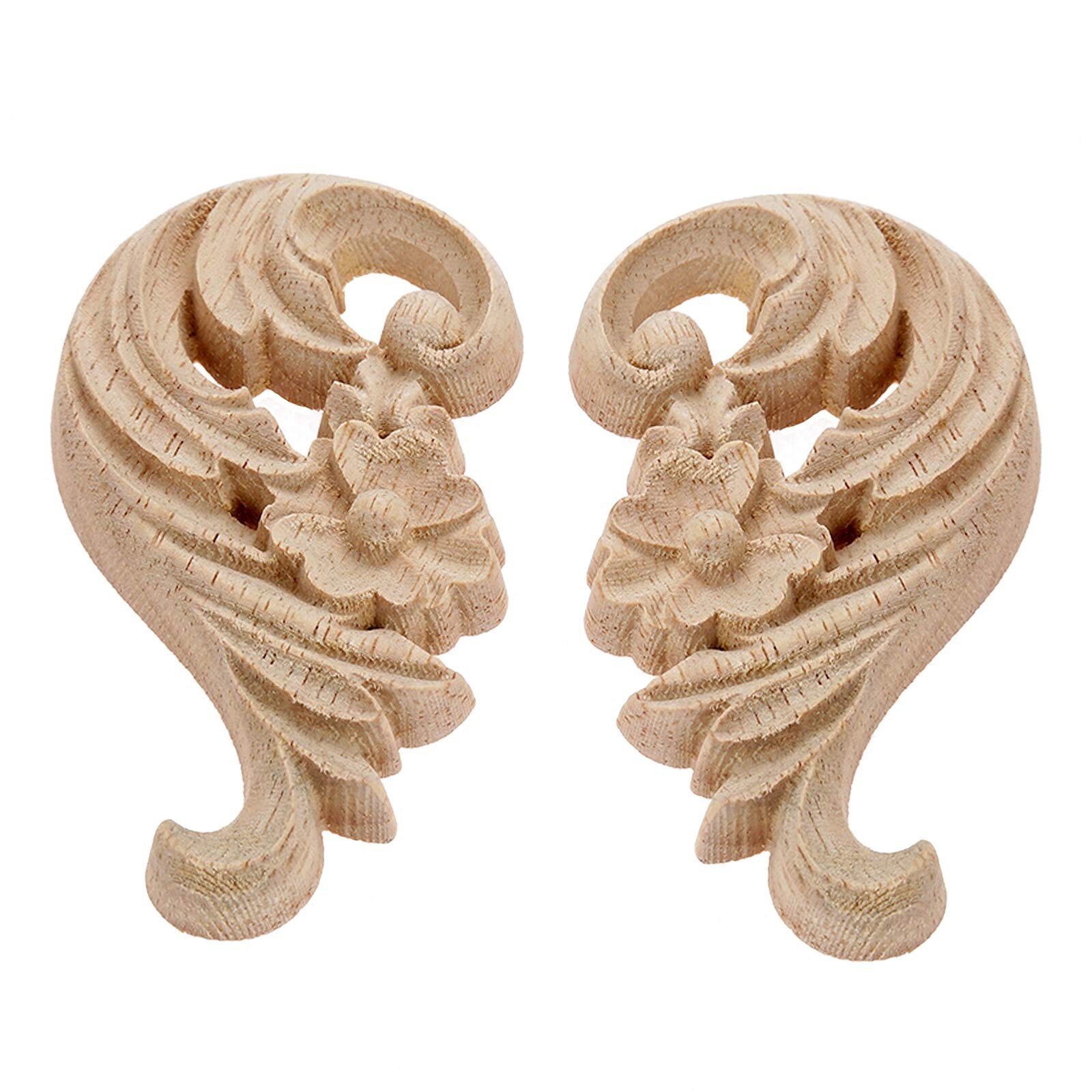 MUXSAM 1-Pair Rose Carved Wood Appliques Onlay, 8.5x5x1cm/3.35×1.97×0.39inch,…