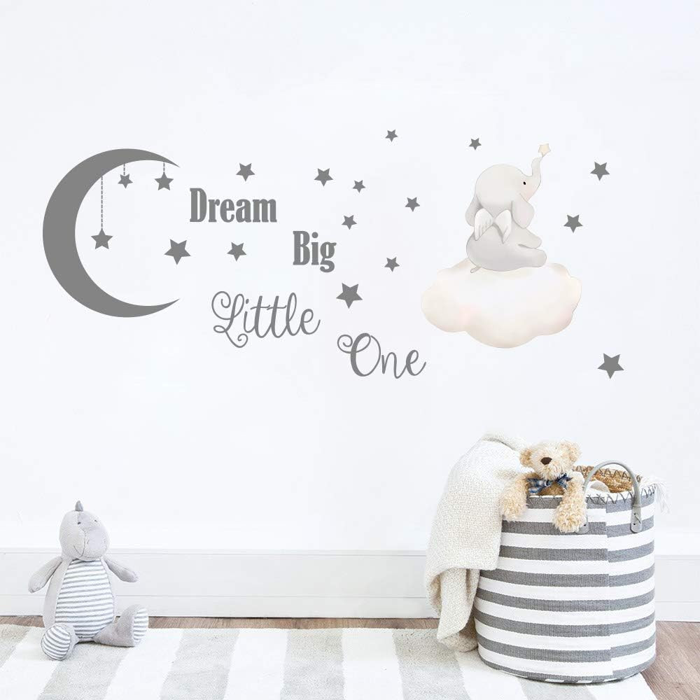 Dream Big Little One Wall Decals Elephant Inspirational Quotes Kids Wall Stic…