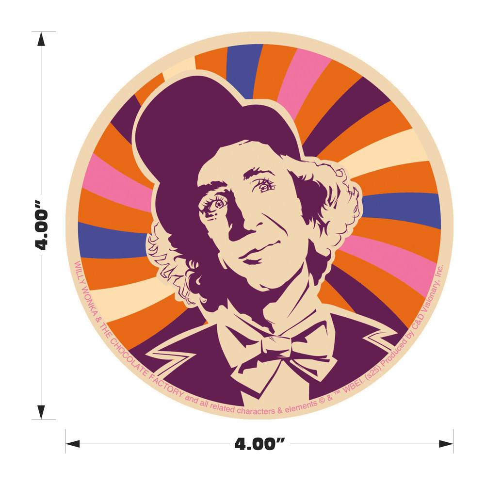 Sticker – Willy Wonka Chocolate Factory Trippy Psychedelic Portrait 1970s Movie