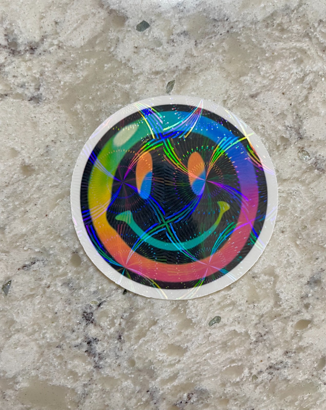 Inverted Trippy Smiley Face Sticker l Gloss or Holographic Laminate l Waterproof