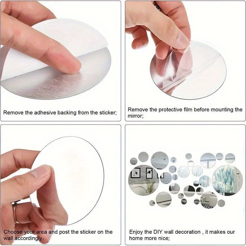 Reusable Self Adhesive Mirror Tiles Lightweight Hallway Background Wall