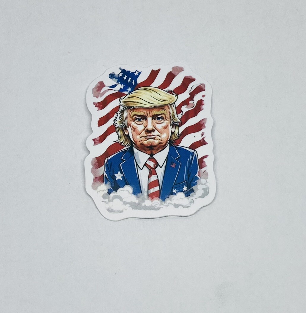Trump 2024 M Sticker Animated USA Flag Hair Art Decal Vinyl Souvenir Tc6