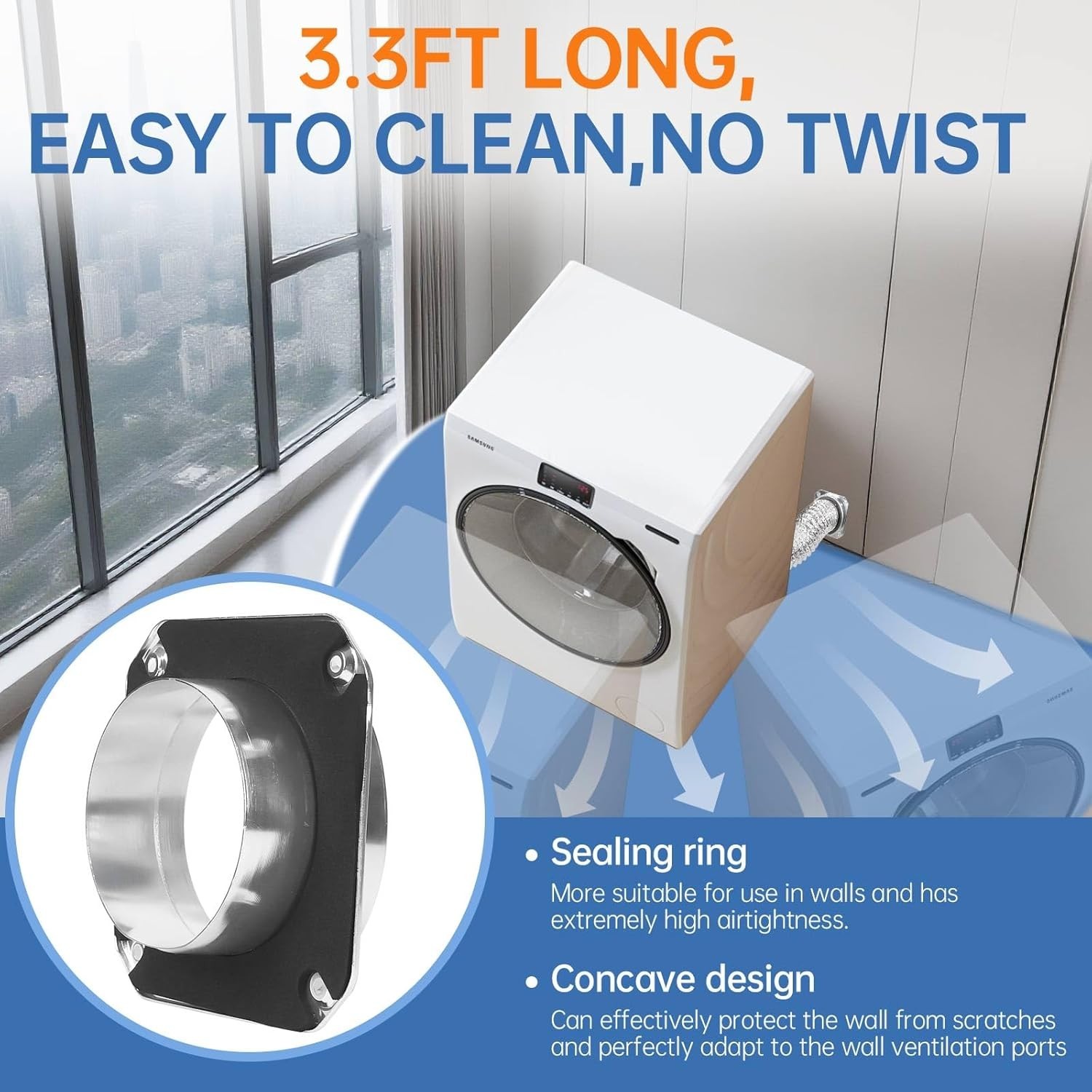 Magnetic Dryer Vent Coupling Connector Kit – DV180 Airtight Seal, Silver
