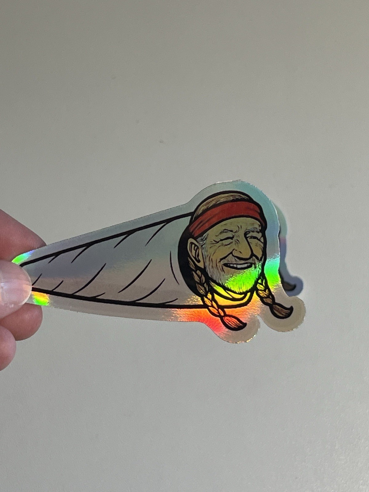 Willie Nelson Rolled Joint 3 Inch Waterproof Holographic Sticker