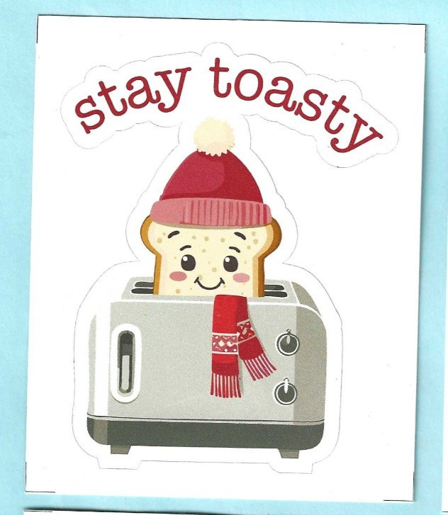 Stickers 4ea – STAY TOASTY – winter theme – paper – 3 1/2 x 3 in (#0J)