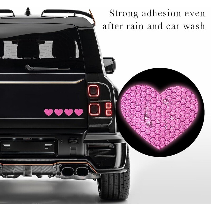 10PCS Reflective Vinyl Car Decals Waterproof Bumper Stickers Heart Star New
