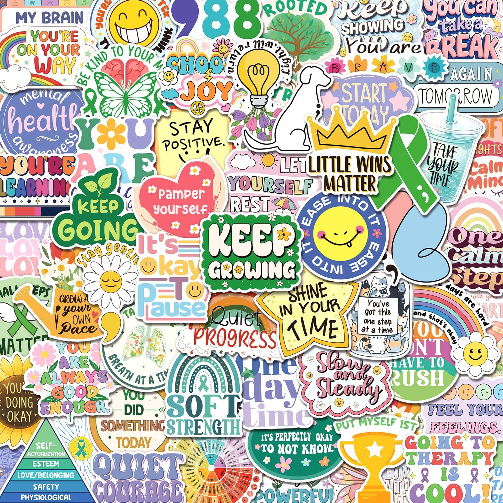 SigyoJeom 300PCS Mental Health Stickers, Affirmation Vinyl Decals Colorful