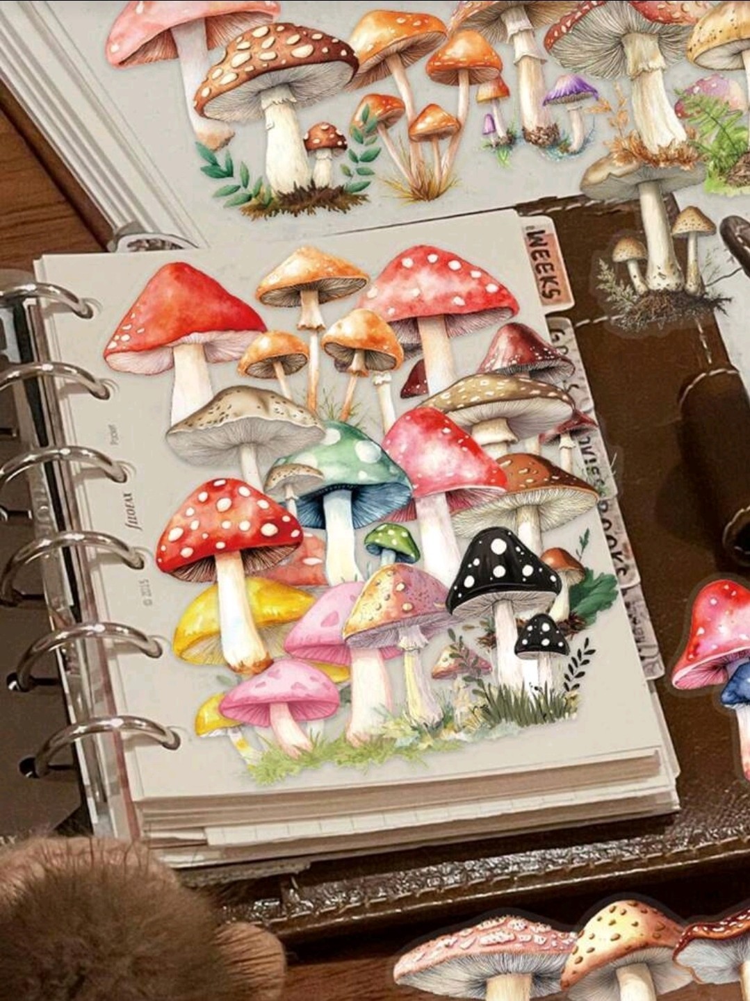 20 Pcs Retro Mushroom Vinyl Stickers,Self-Adhesive,Planner,Wall,Notebook