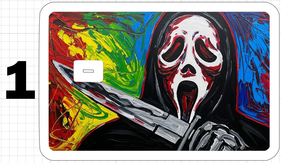 Ghostface Painted Art Credit Debit Card Skins Sticker ATM Paint Horror Halloween