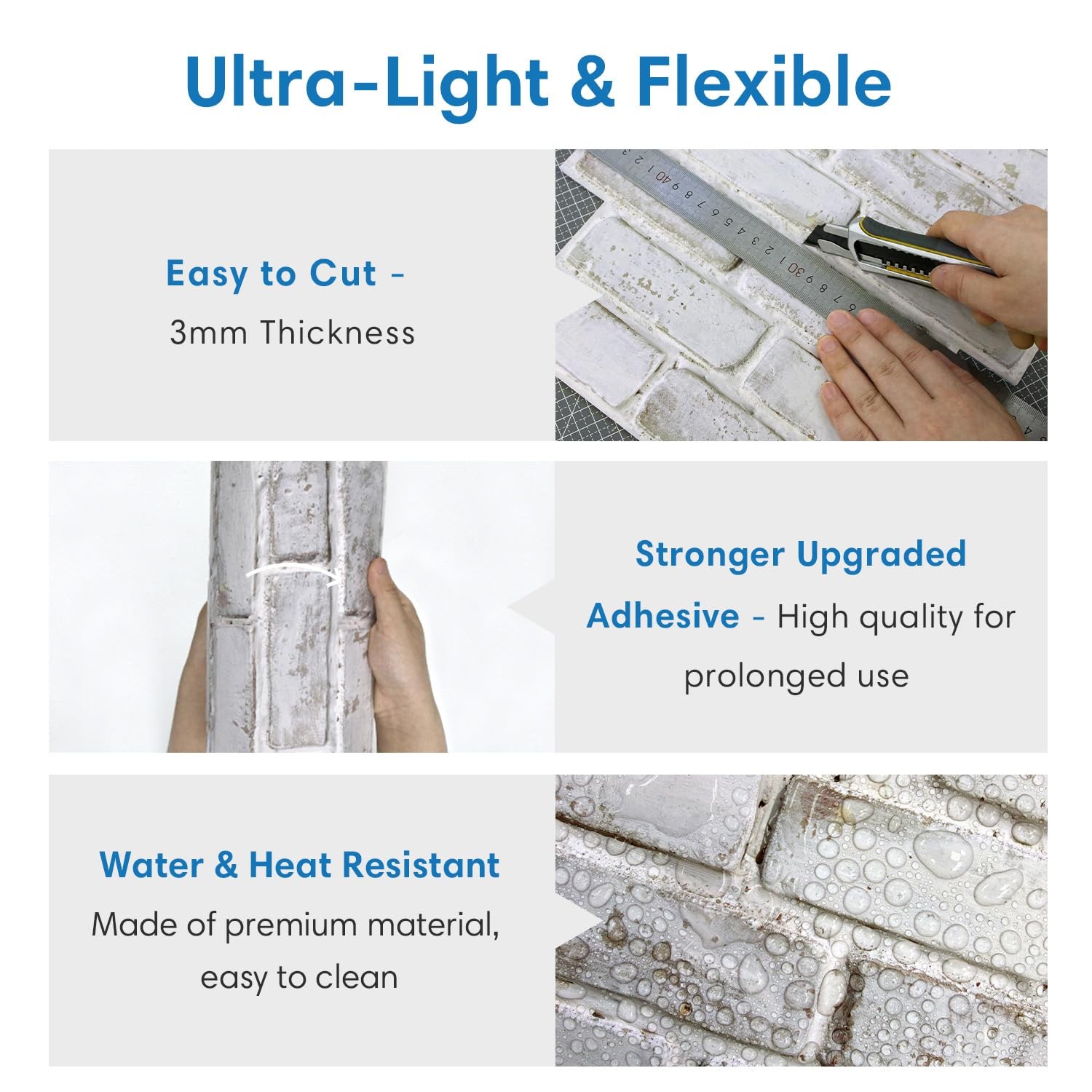3D Faux Brick Wall Panel Peel and Stick, 10 Pcs of 12"X12", Small Size, Ultra…