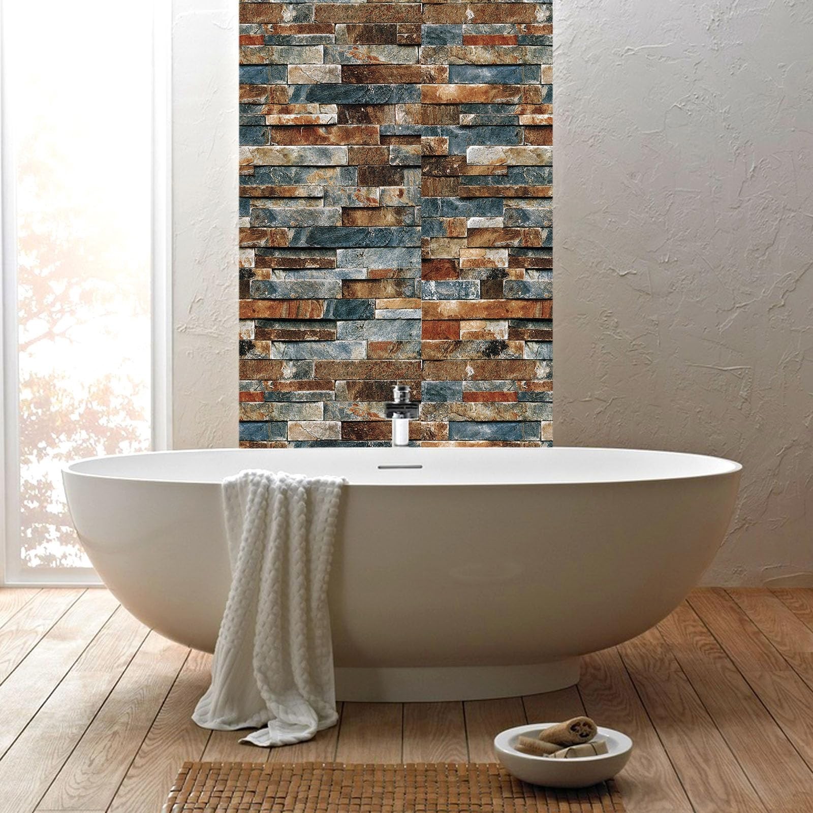 CAX Stone Peel and Stick Wallpaper Faux Stone Wallpaper 17.5" X 480" Brick Co…