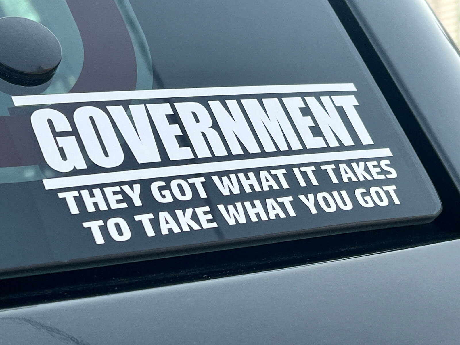 GOVERNMENT -WHITE- Vinyl Decal Indoor & Outdoor Sticker. Choose Size!
