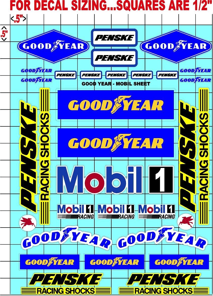 WHITE Vinyl Sticker Sheet MOBIL-R/C MODEL Decal fits 1/10-1/16 Scale PENSKERC