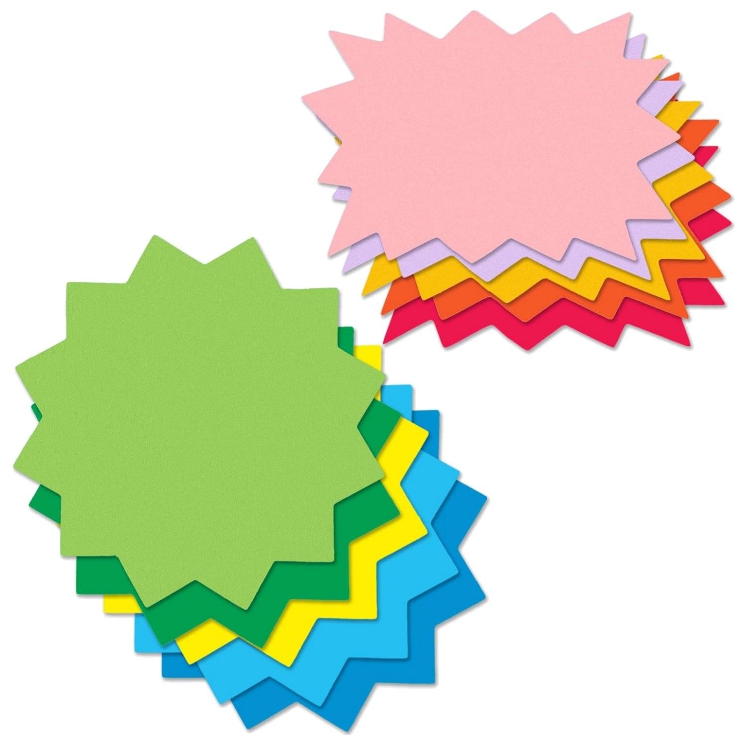 360 Pcs Multicolor Starburst Signs Cutouts in 2 Styles, Blank Round Rectangle…