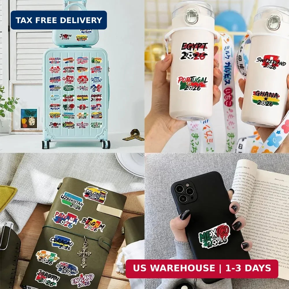 42 PCS World Cup 2026 Stickers, Football Soccer Nation Team Decals for Water Bot