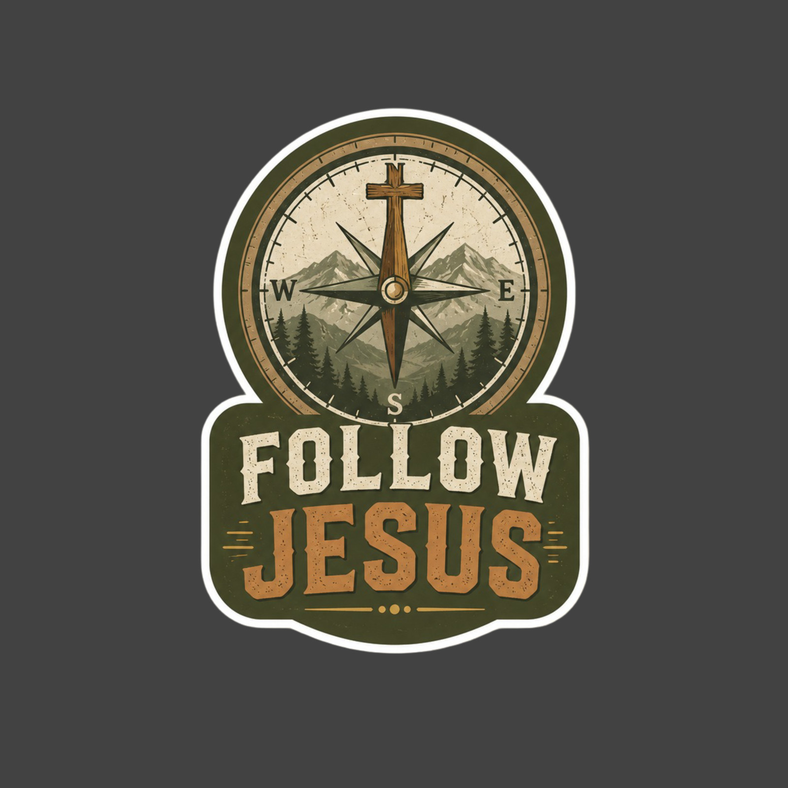 Christian Sticker Vinyl Decal Follow Jesus Cross Compass Faith Bible Gift