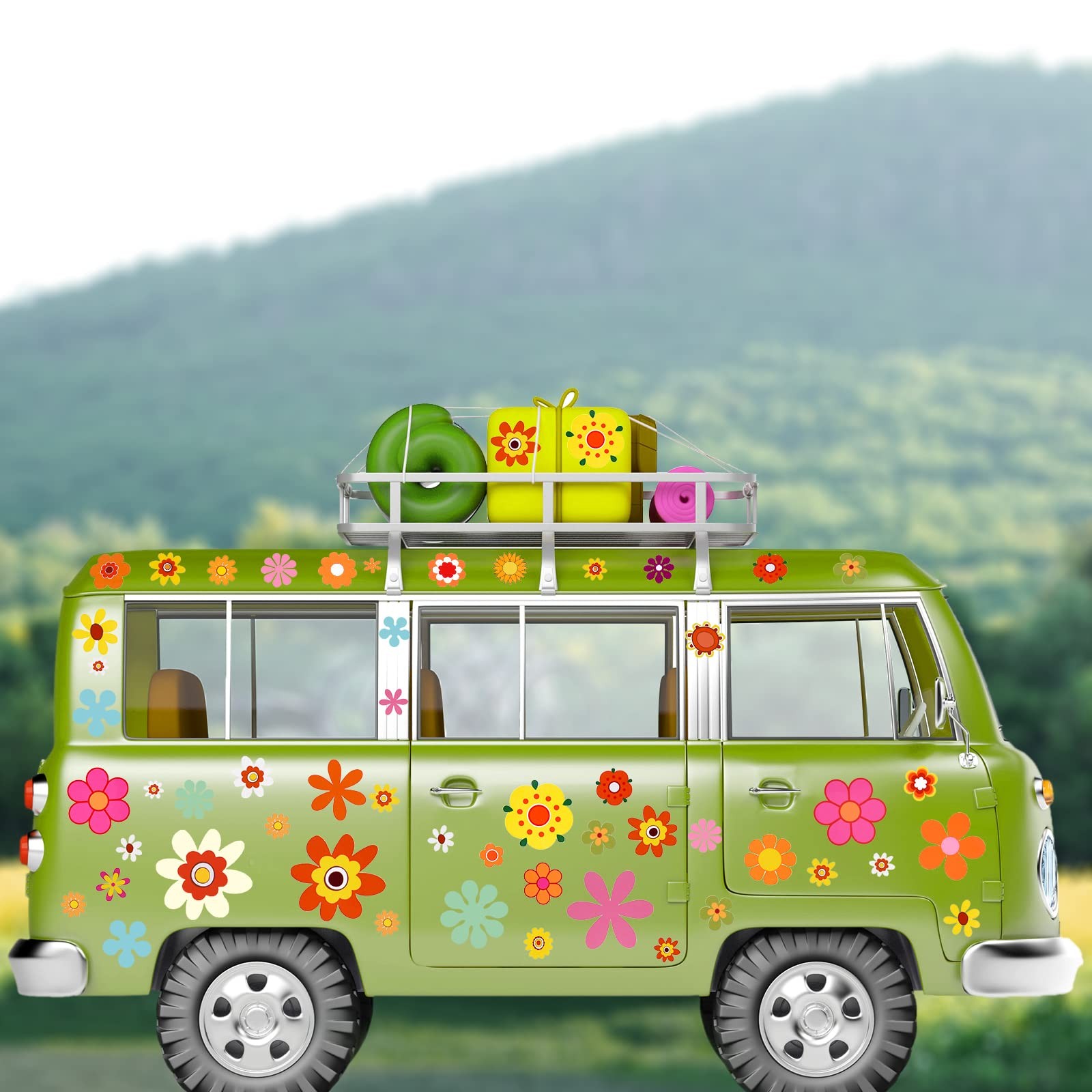 Daisy Stickers 135 Pcs Flower Car Decals 60's Hippie Stickers Daisy Vinyl Ret…