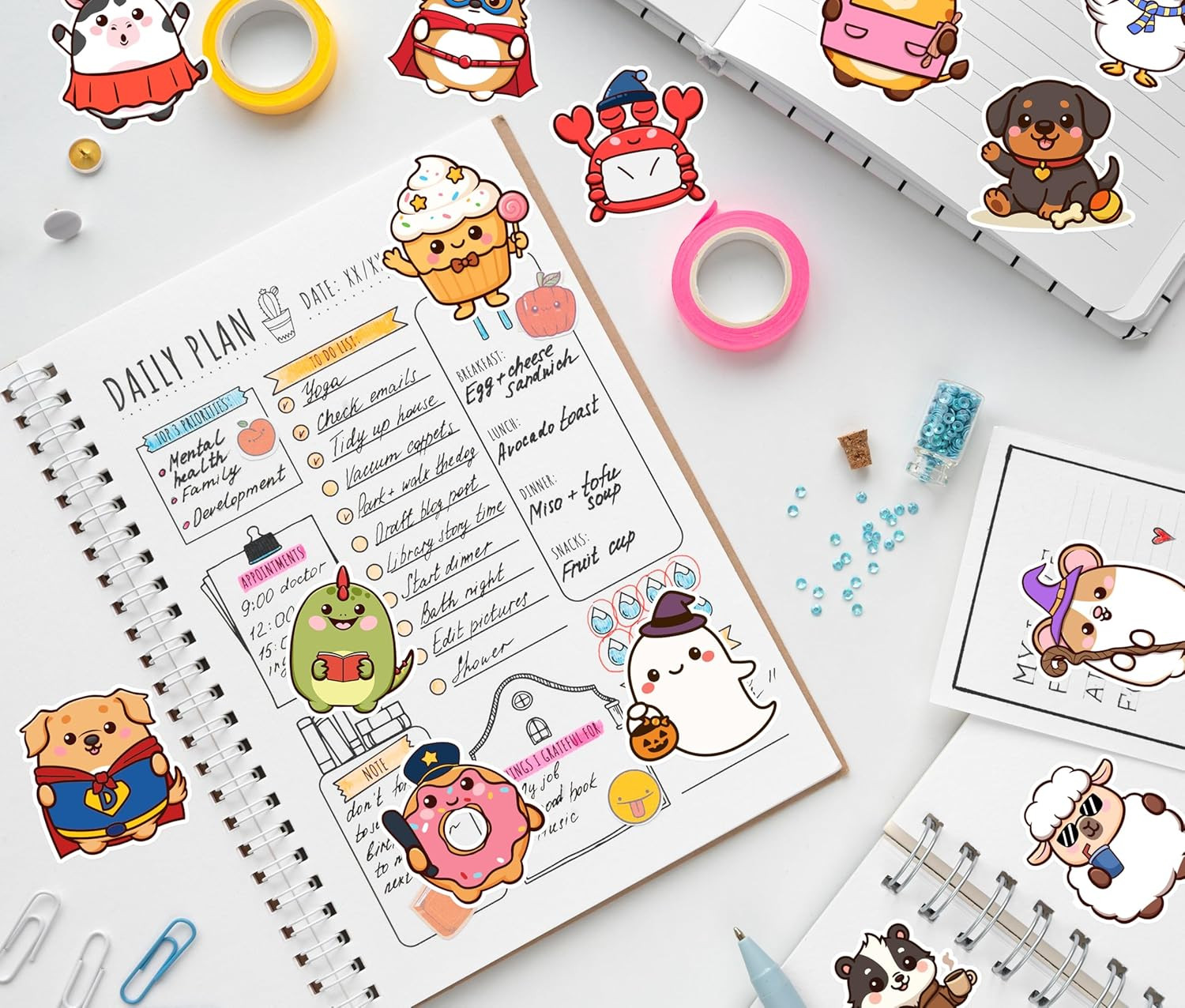 156 PCS Animal Stickers for Kids – Cute Waterproof Vinyl Self Adhesive Stickers