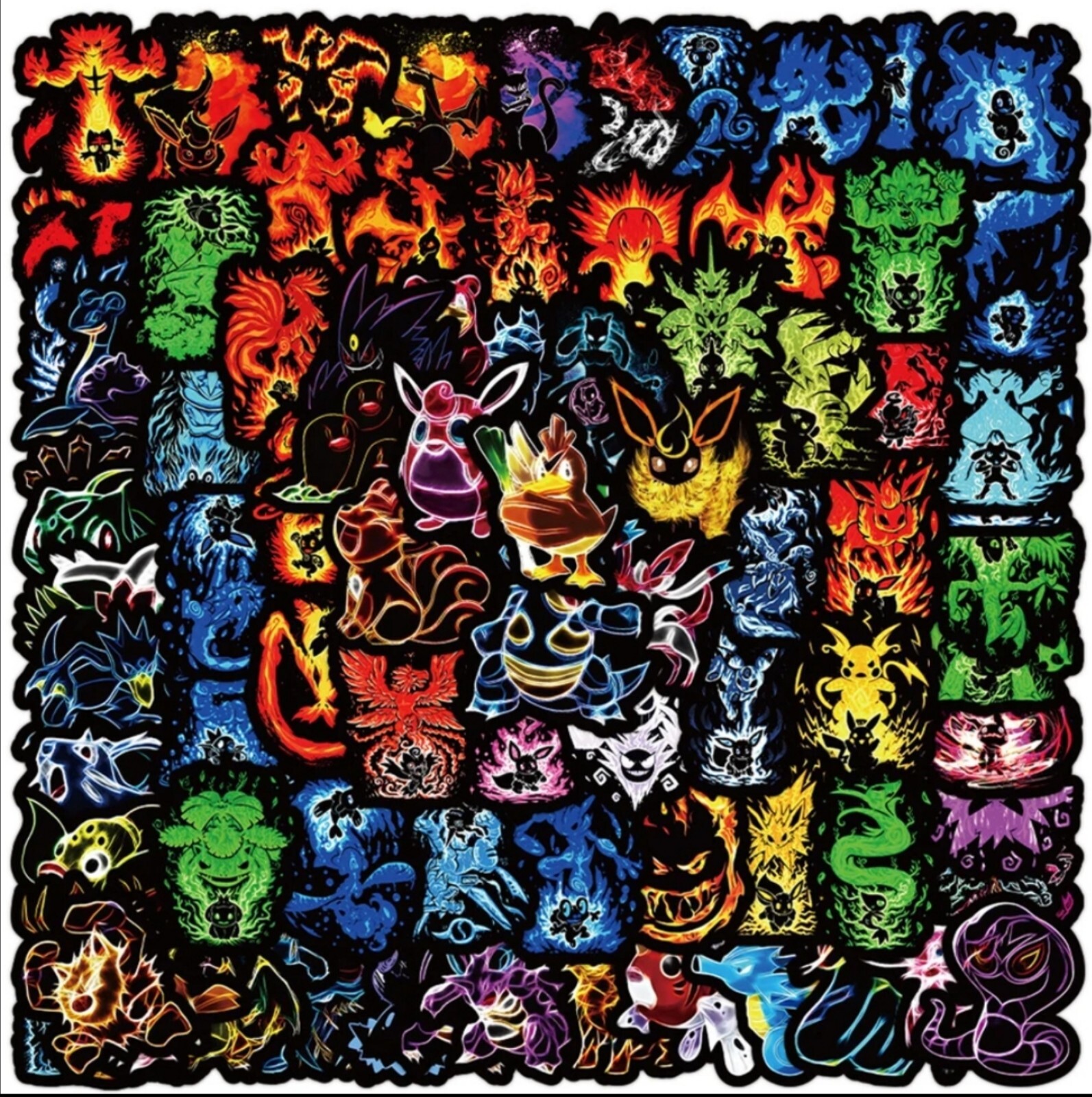 10 PCS Neon Pokémon Anime Animated Cartoons Stickers BRAND NEW