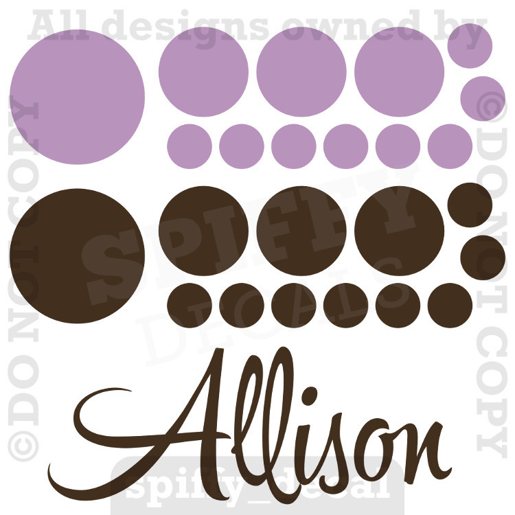Personalized Custom Single Name Vinyl Wall Decal Sticker Decor Nursery Polkadots