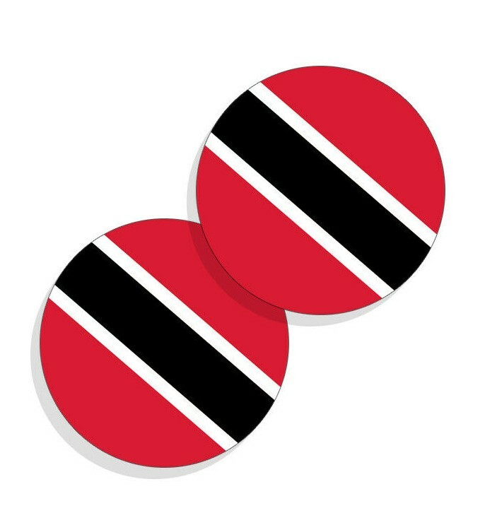 Trinidad and Tobago Flag Stickers Flag Decals Round Indoor Outdoor Circles 4pack
