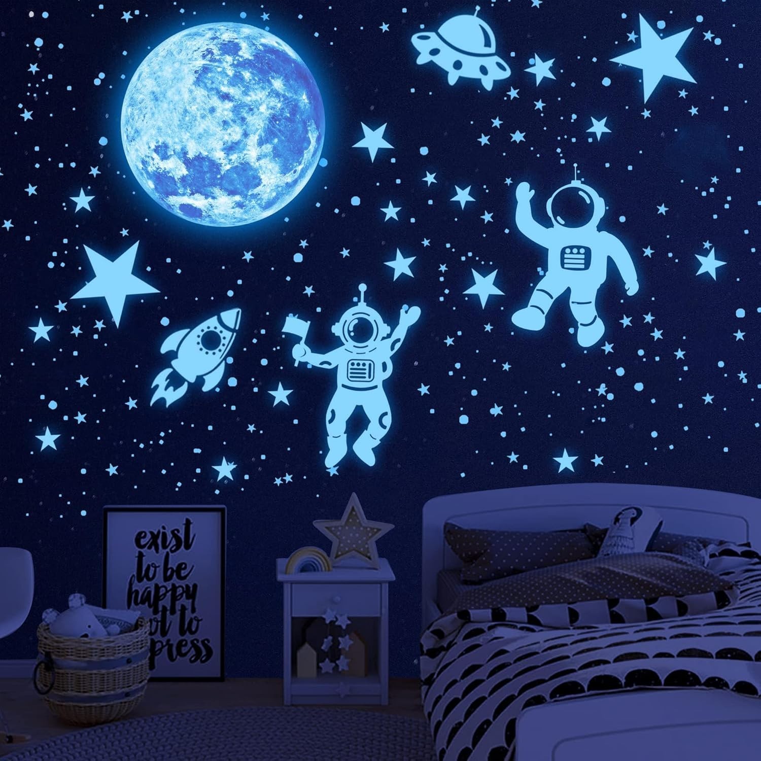 Glow in The Dark Stars for Ceiling 1106Pcs Glow in The Dark Moon and Planet W…