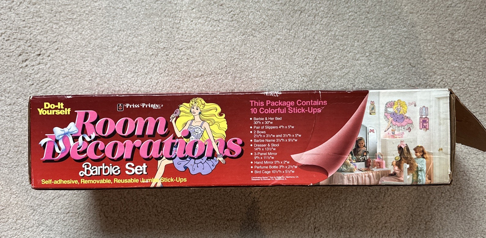 1989 BARBIE Vtg Priss Prints Room Decorations Do it Yourself Mylar Stickers Set