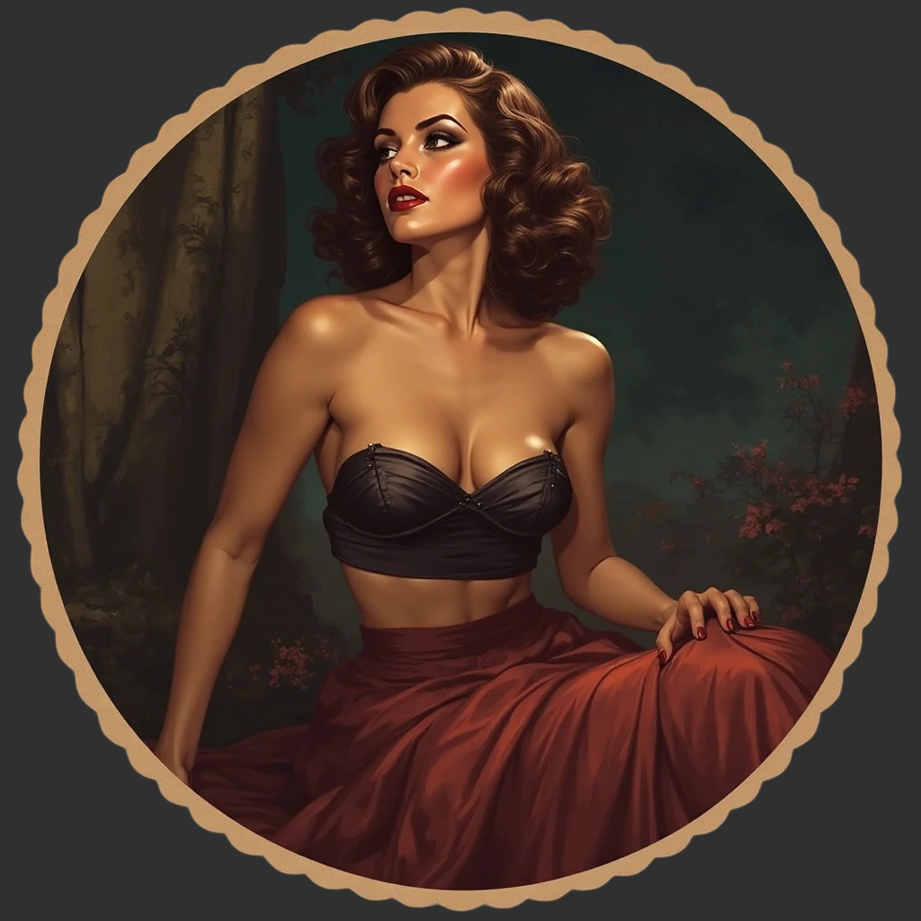Pinup Girl sticker vinyl decal brunette lingerie thick hourglass alluring stance