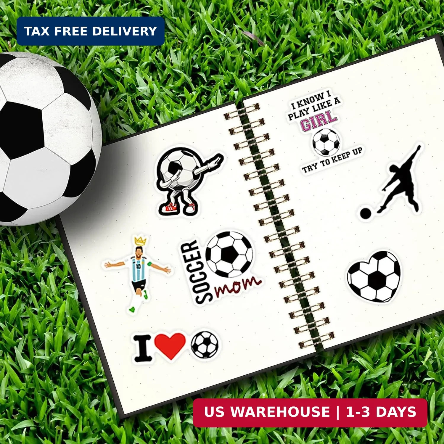 100PCS Soccer Stickers for Boys Girls Kids Teens, Vinyl Waterproof Soccer Sticke