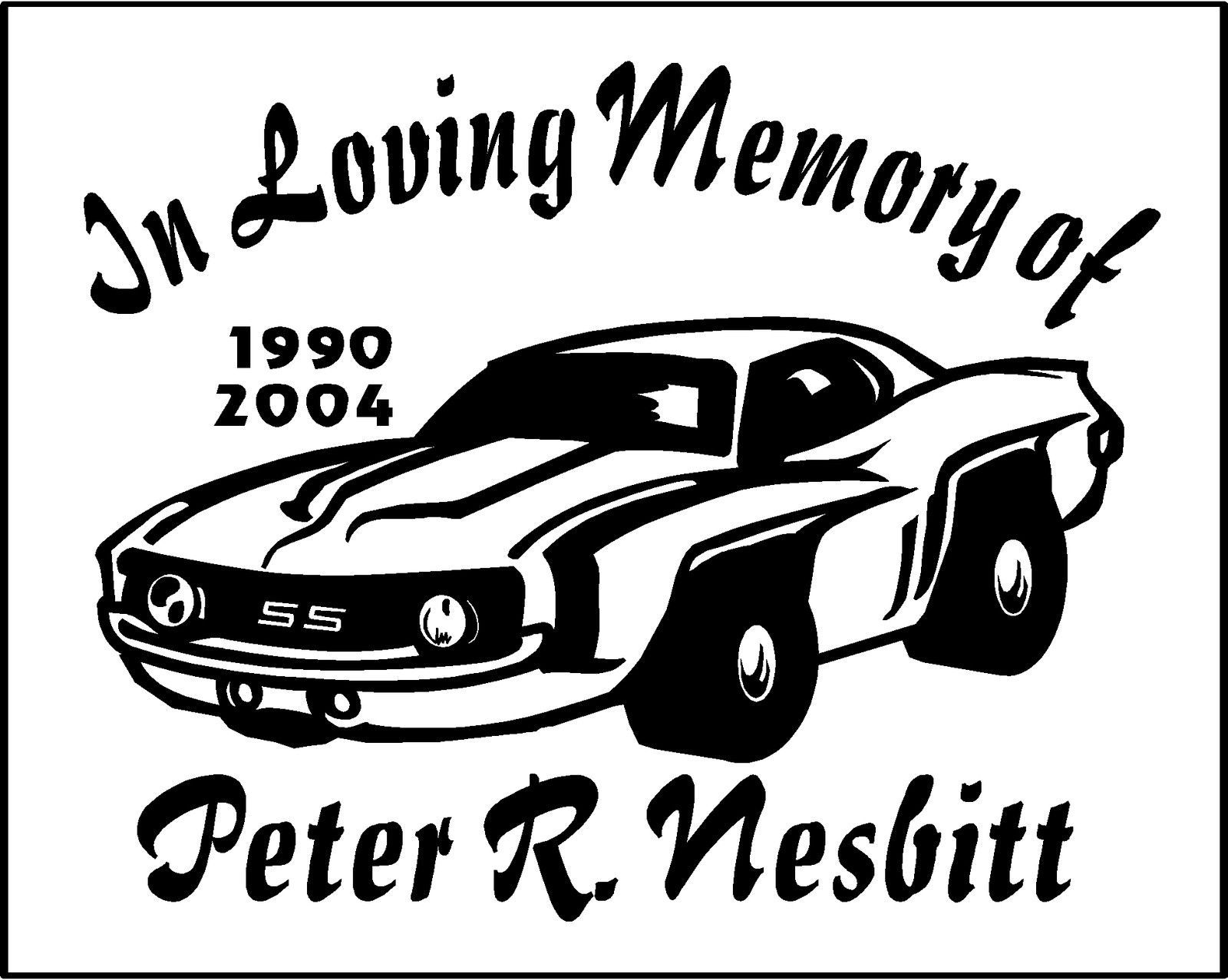 In Loving Memory Decal Camaro Car Hot rod custom name date vinyl sticker