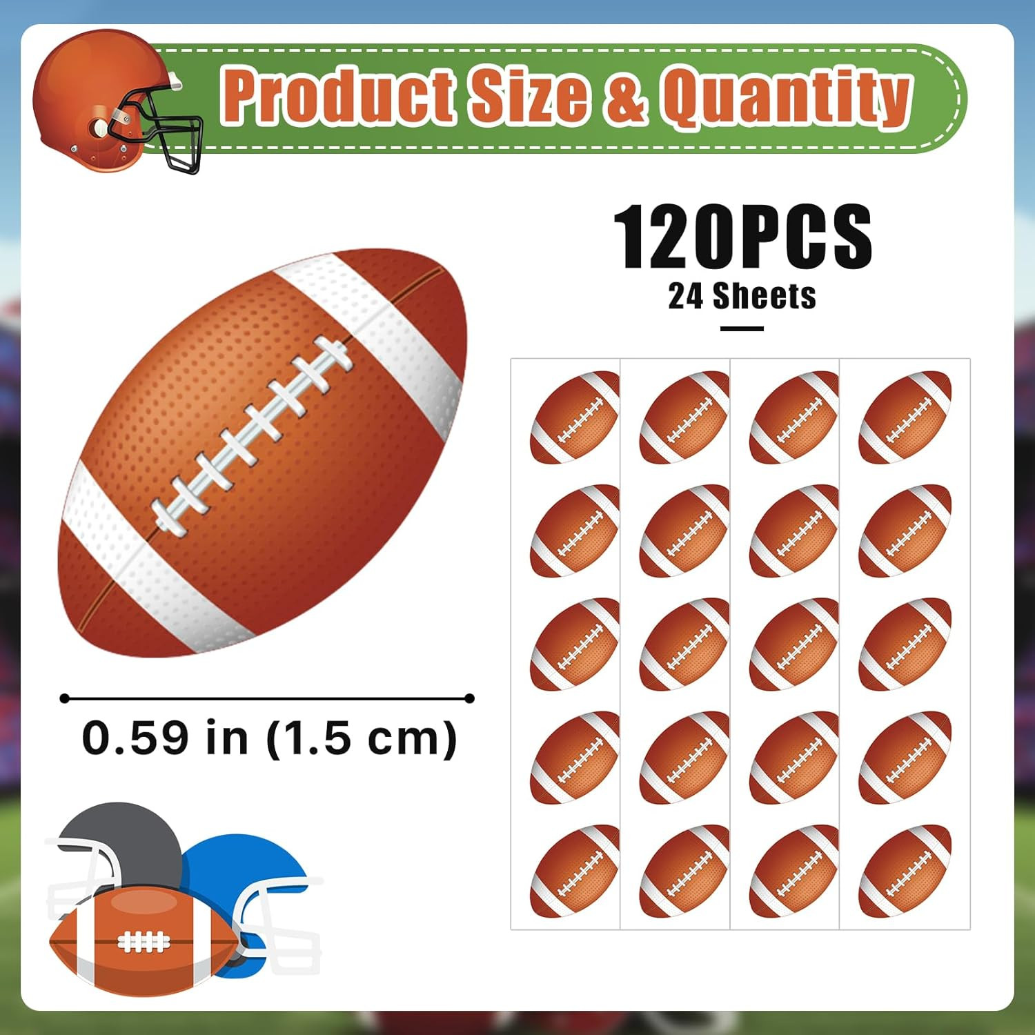 400 Pcs Mini Football Helmet Vinyl Stickers for Water Bottles or Crafts