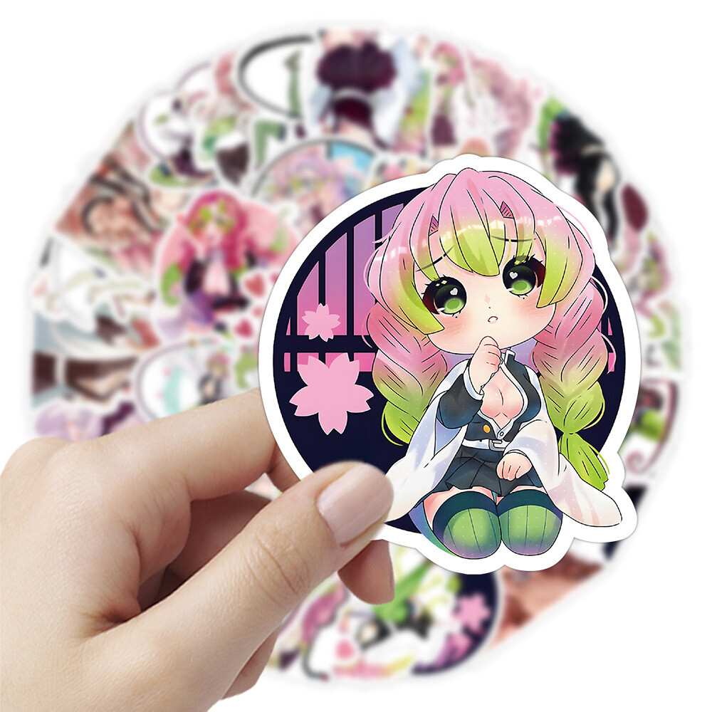 100Pcs Kanroji Mitsuri Demon Slayer Anime Stickers for Kids Bottle Waterproof