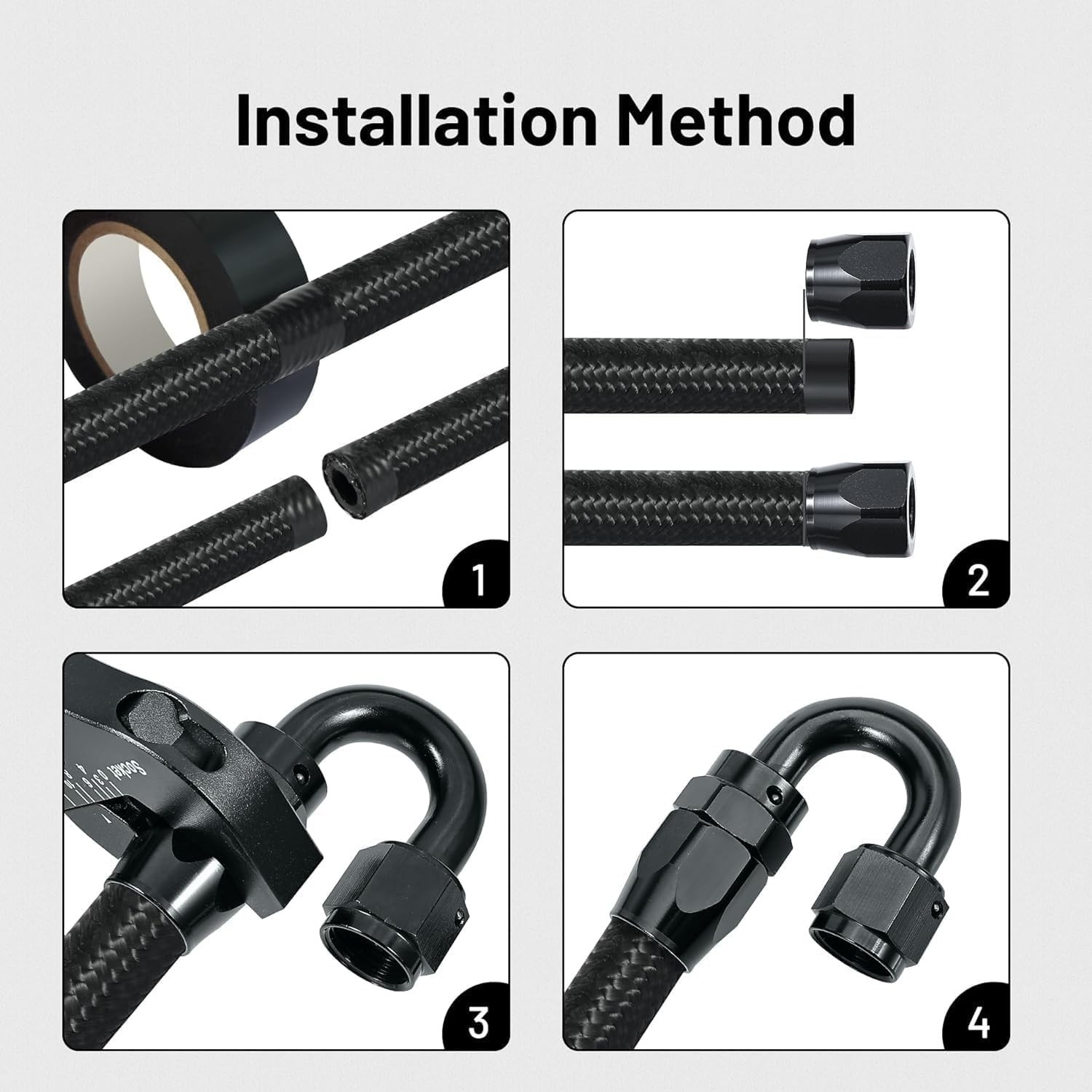 Fuel Line Kit 10FT Black EVIL ENERGY Braided Nylon Hose