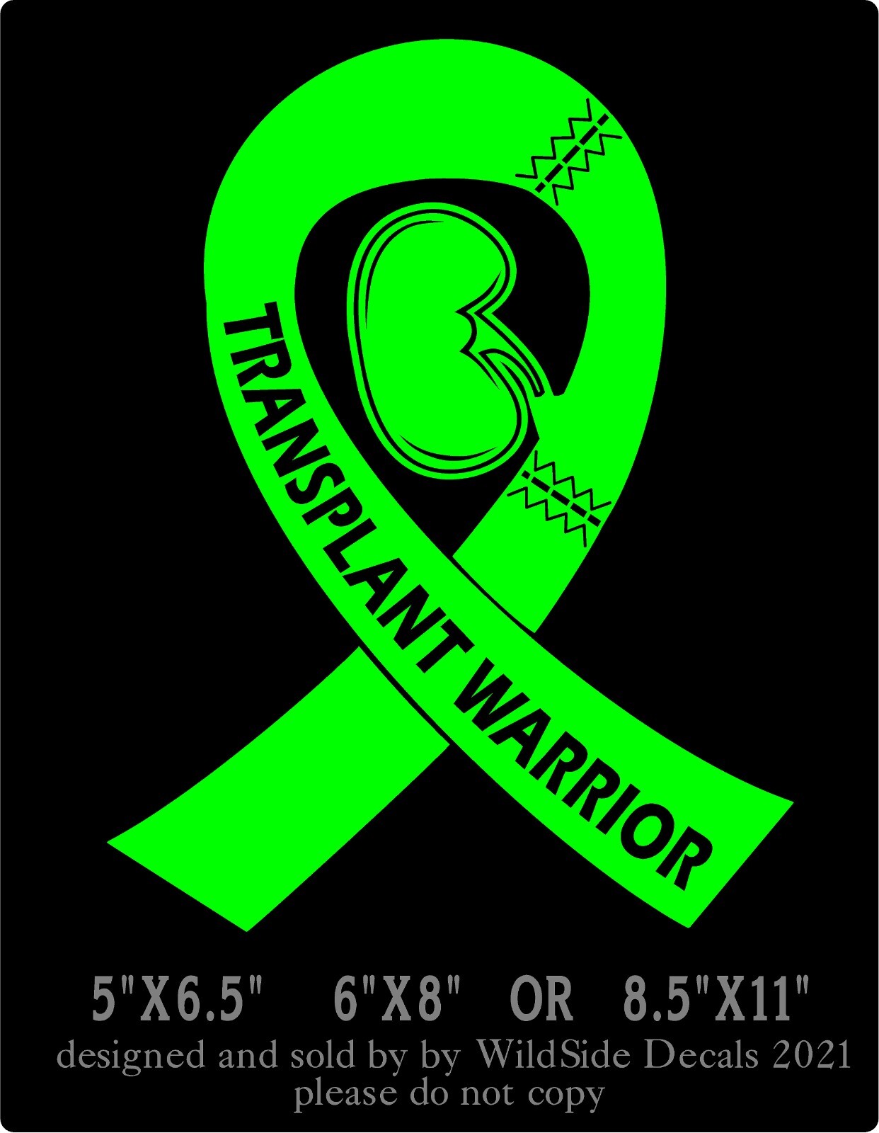 Kidney Transplant Warrior Decal Memorial Ribbon Vinyl Car Truck Laptop Sticker