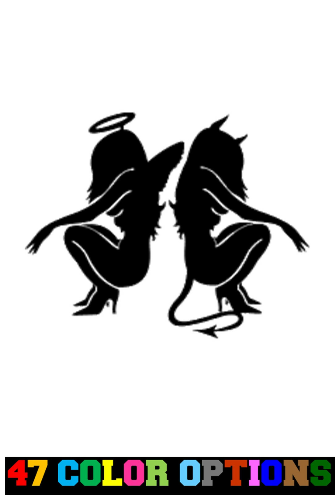 Vinyl Decal Truck Car Sticker Laptop Adult Pinup Mudflap Girls Sexy Angel Devil