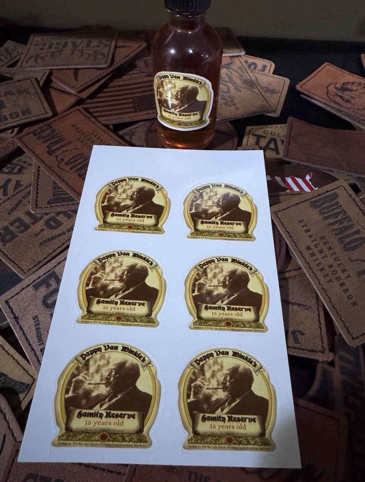 Vinyl Bottle Label Stickers – Pappy Van Winkle 15 Year – 6 Stickers