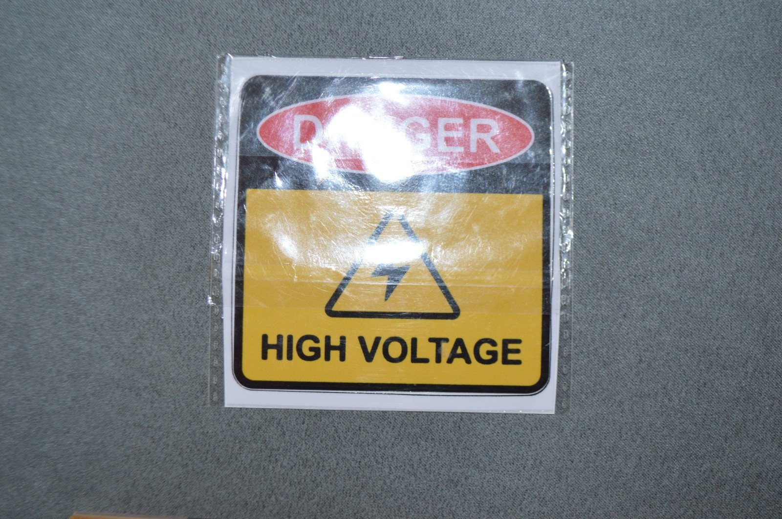 danger high voltage sticker decal 3" square red yellow black electronics safe