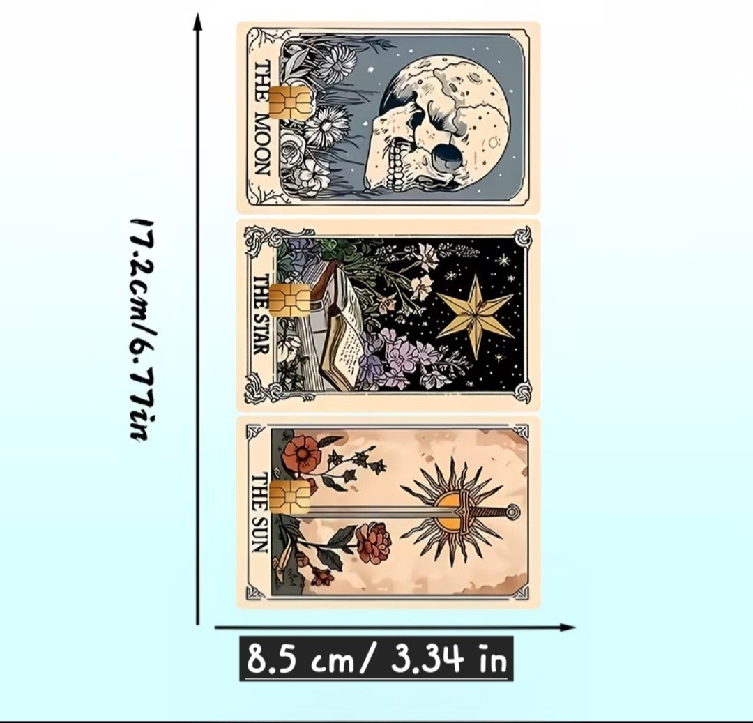 Set of 3 Moon Star Sun Tarot Card Credit Debit Card Sticker Skin Free Shipping