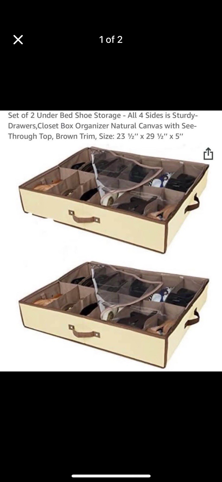 2 Pcs Ladies/kids Storage House Hold Shoe Under bed Foldable Closet organizer
