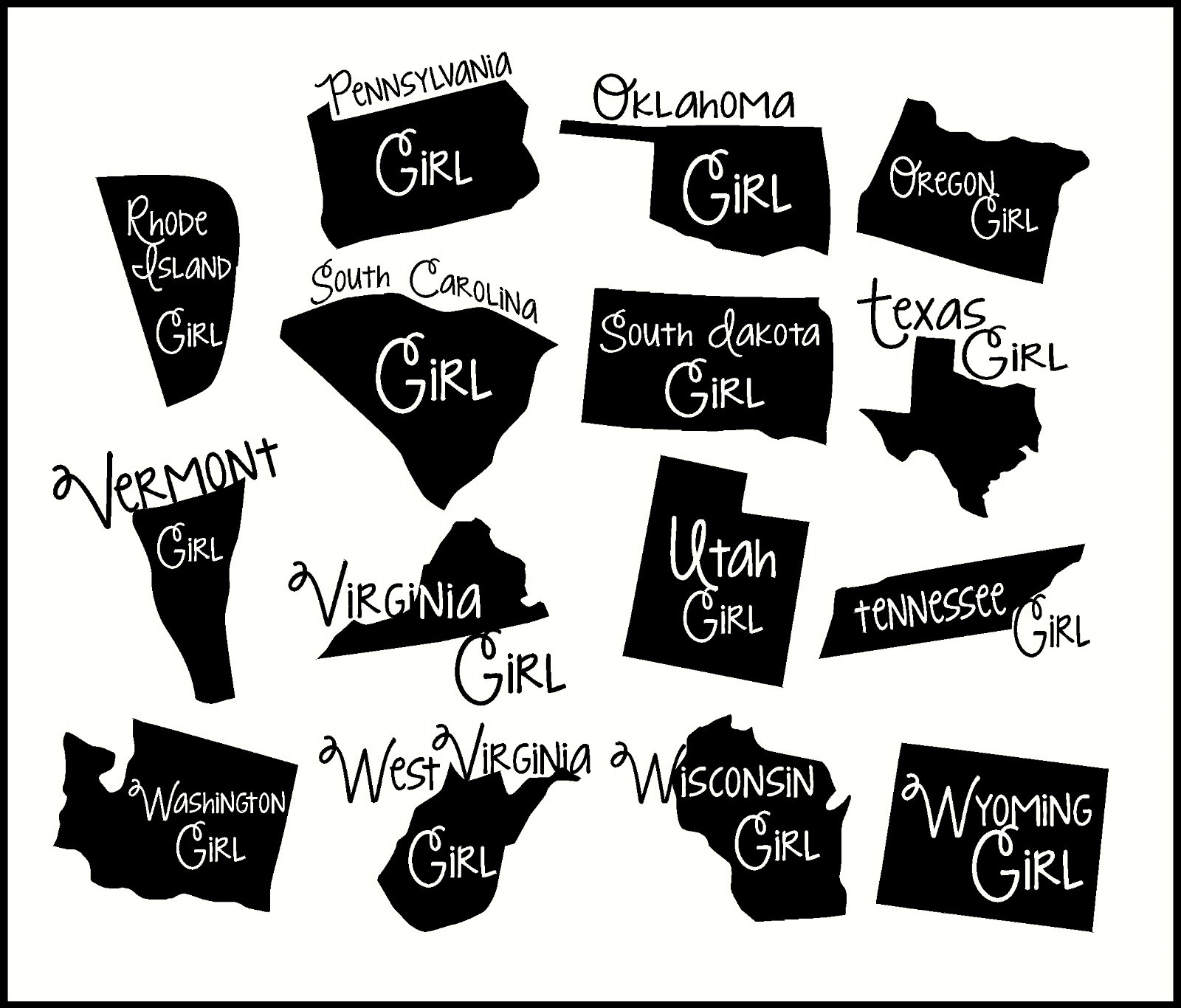 State Girl Sticker Vinyl Car Decal Approx. 6×6 NEW Made in USA