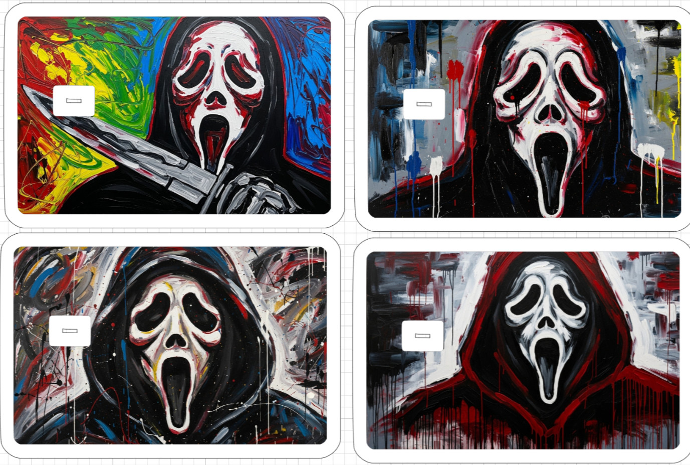 Ghostface Painted Art Credit Debit Card Skins Sticker ATM Paint Horror Halloween