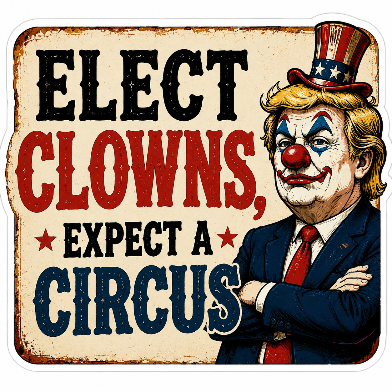 8 Pack Elect Clowns Expect Circus Stickers 3.3 inch Waterproof Decals – Gas Pump