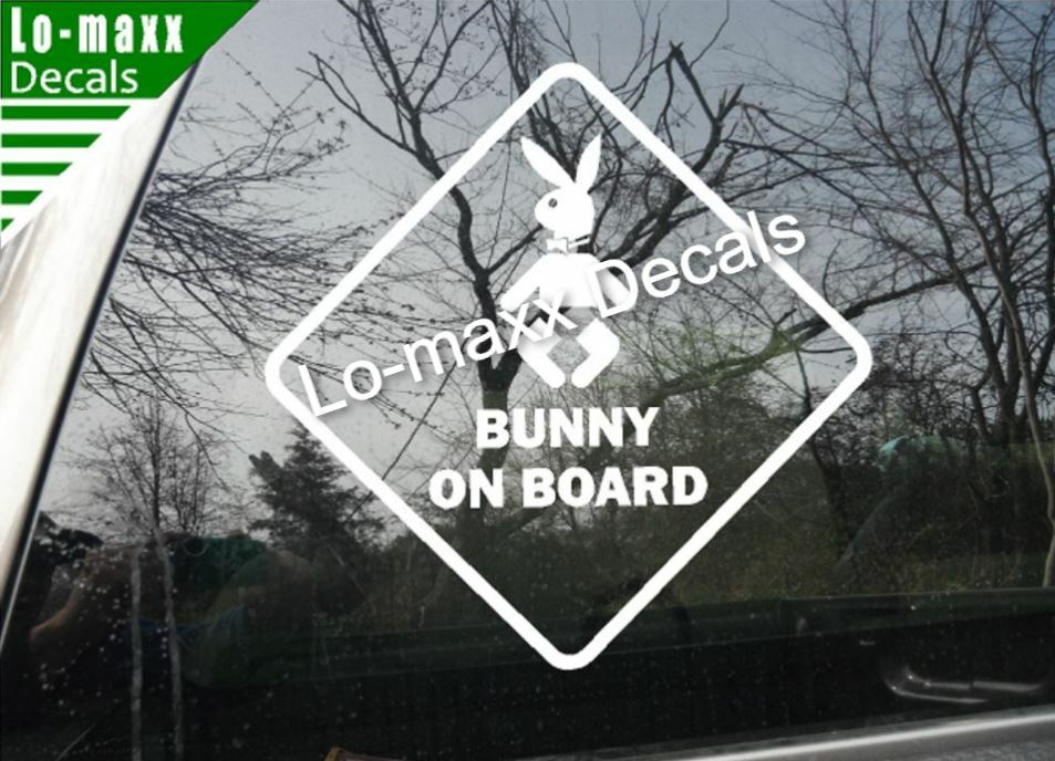 Bunny On Board Funny Original Design Superior Quality Die Cut Vinyl Decal