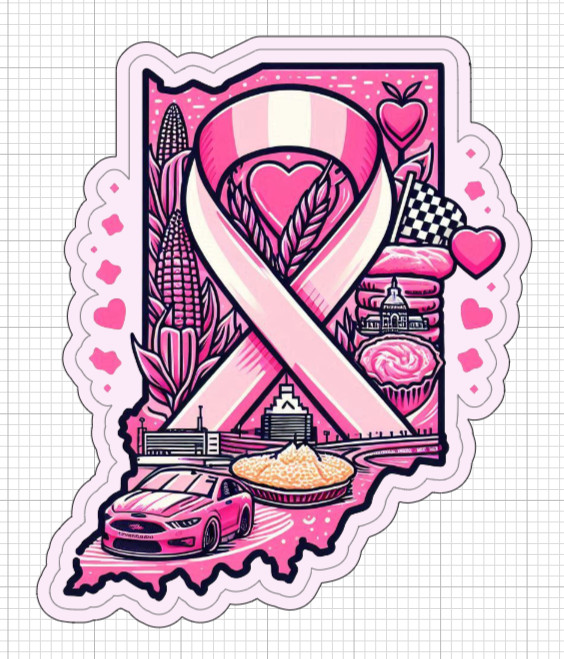 Multipack State Pink Awareness Ribbon Stickers Glossy Breast Cancer WI MN MO IN