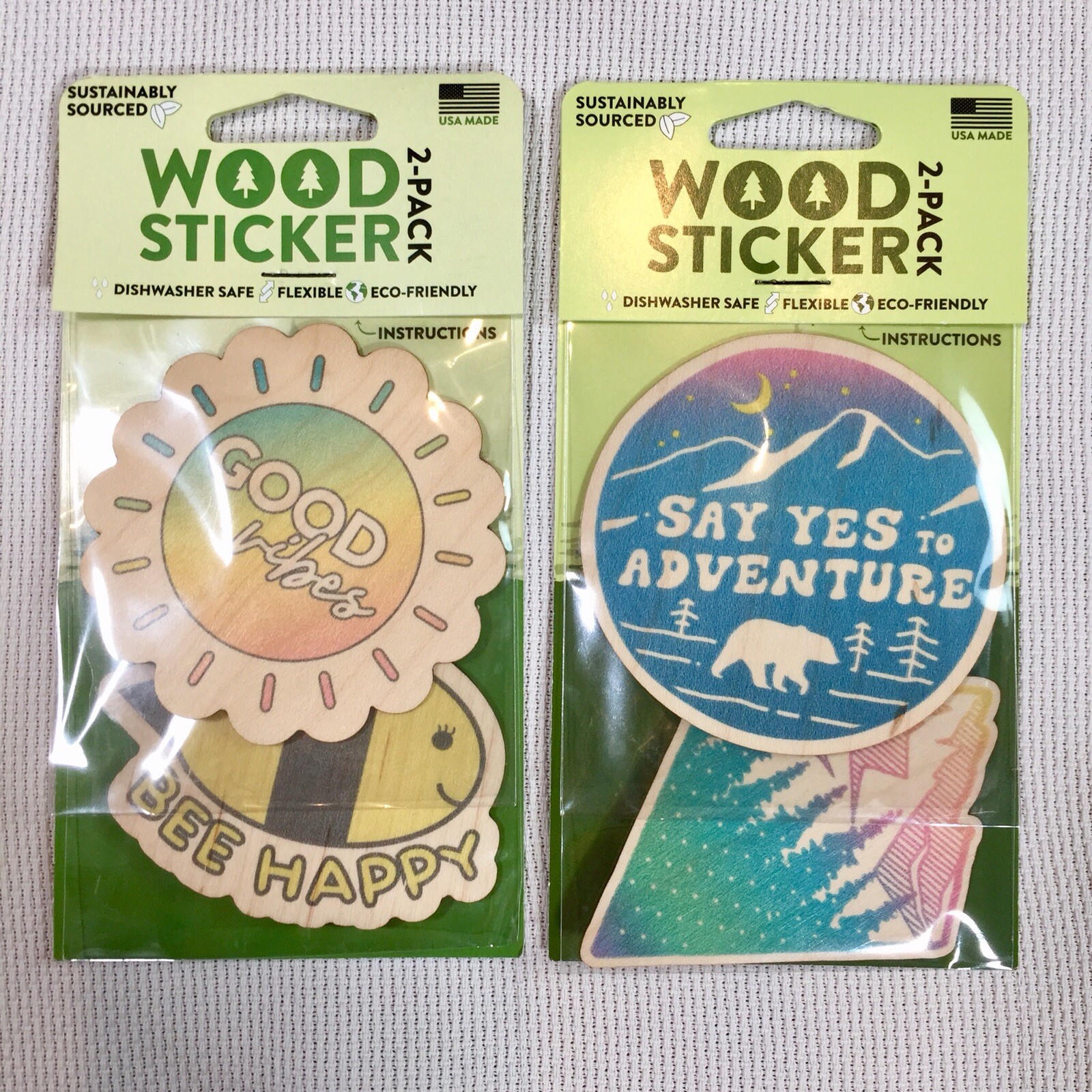 Dust City Wood Stickers Eco-Friendly Set Adventure Good Vibes Nature Hiking New